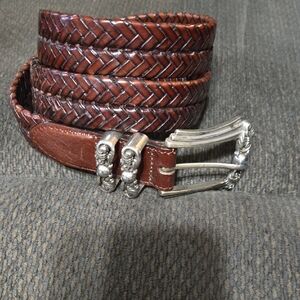 Brighton Brown Braided Leather Bracelet with Silver Accents